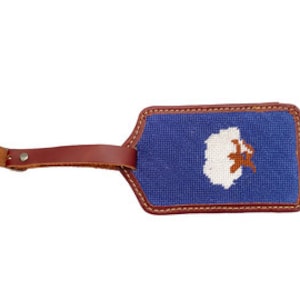 Cotton Boll Needlepoint Luggage Tag