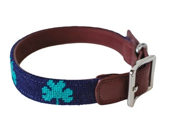 Shamrock Mini Needlepoint Dog Collar