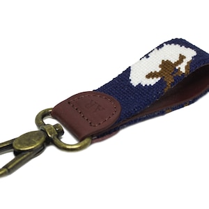 Cotton Boll Needlepoint Key Fob