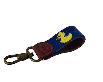 Rubber Duck Needlepoint Key Fob