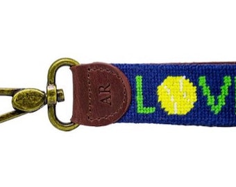 Tennis ball Needlepoint Key Fob