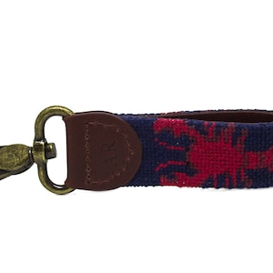 Lobster on Navy Needlepoint Key Fob