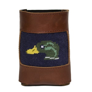 Mallard on Navy Needlepoint Can Cooler