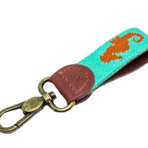 Seahorse Needlepoint Key Fob