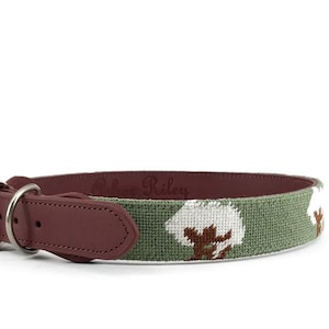 Needlepoint Cotton Boll Dog Collar