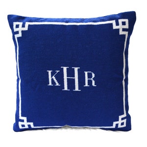 Monogrammed Needlepoint Pillow by Asher Riley