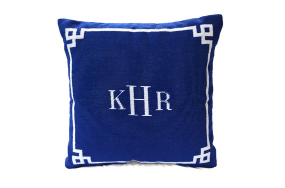 Monogrammed Needlepoint Pillow By Asher Riley Etsy
