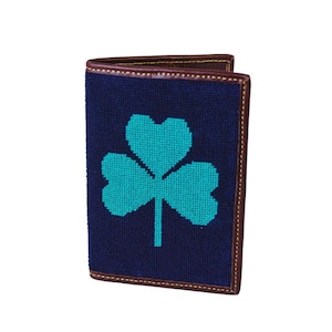 Shamrock Needlepoint Passport Case
