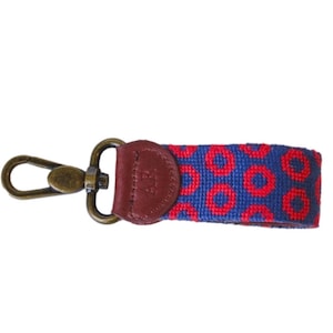 Red Circle Needlepoint Key Fob