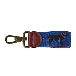 Porte-clés Black Lab on Navy brodé