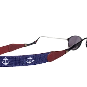 Anchor on Navy Needlepoint sunglass straps