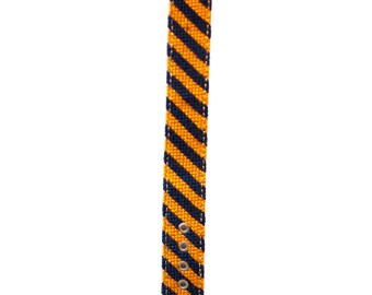 Orange and Navy Stripe Needlepoint Watch Strap