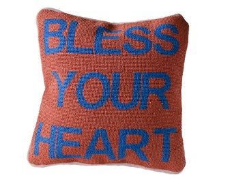 Bless Your Heart Needlepoint Pillow