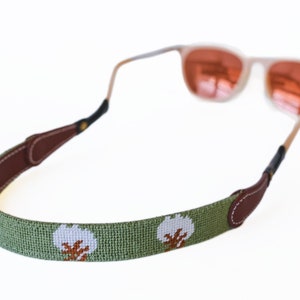 Correas para gafas de sol con bordado de algodón sobre verde