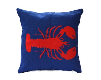 Vintage Needlepoint Lobster Pillow