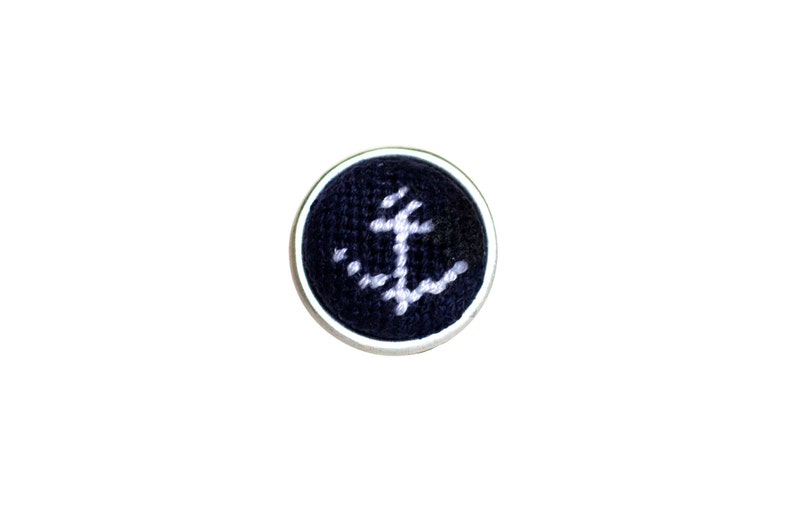 Anchor on Navy Needlepoint Cufflinks