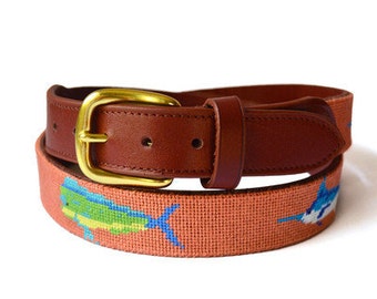 Billfish Needlepoint Belt