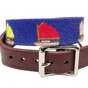Needlepoint Sailboat Dog Collar