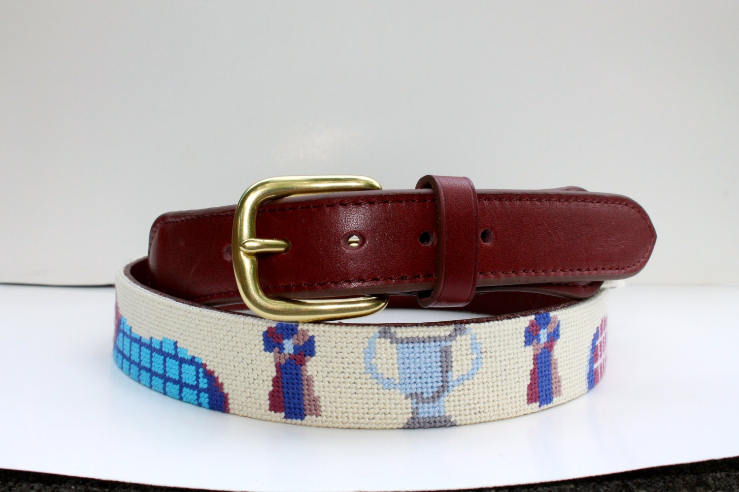 Equestrian on Creme Needlepoint Belt Etsy
