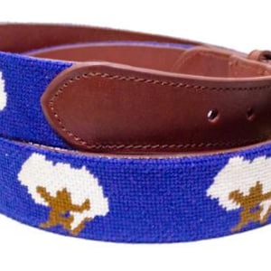 Cotton Boll Needlepoint Belt