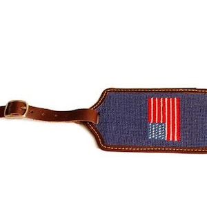 American Flag Needlepoint Luggage Tag