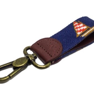 Sailboat Needlepoint Key Fob