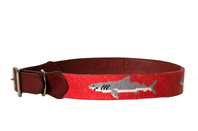 Shark Needlepoint Dog Collar