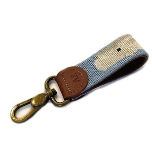 Nantucket Whale Needlepoint Key Fob