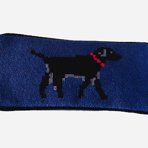 Black Lab Needlepoint Glasses Case