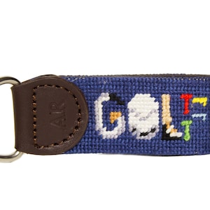G-O-L-F Needlepoint Key Fob