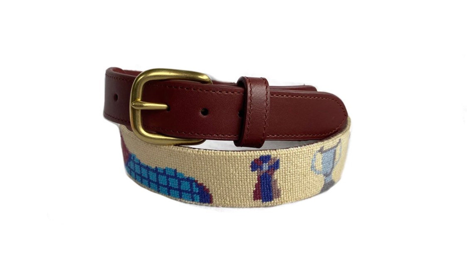 Equestrian on Creme Needlepoint Belt Etsy