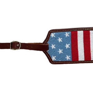 Stars and Stripes Needlepoint Luggage Tag