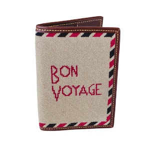 Bon Voyage Needlepoint Passport Case