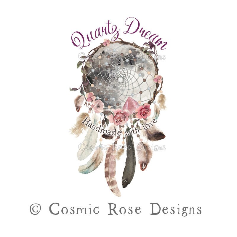 Dream catcher logo crystal logo watercolor boho logo gemstone Etsy