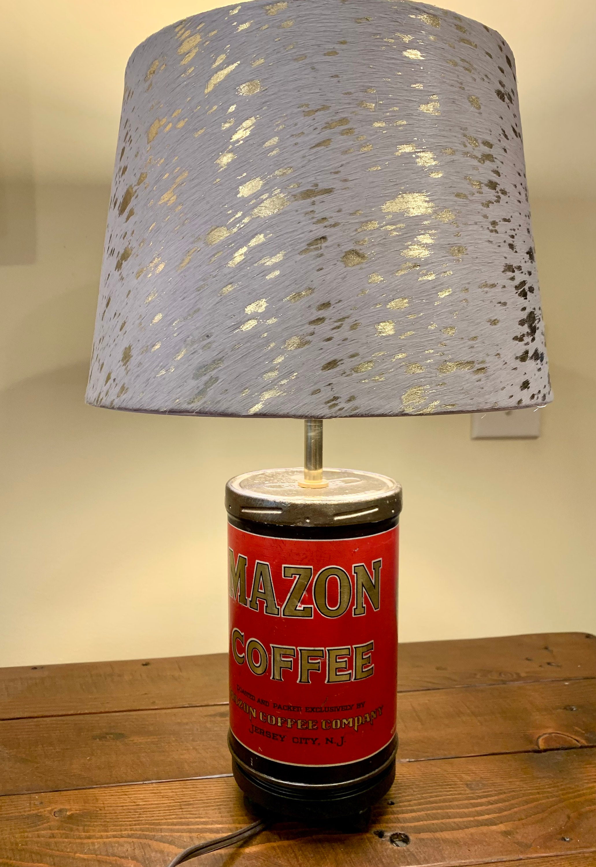 Vintage Paste Wax Tin Up-cycled Lamp Yellow Johnson's Wax Metal Can With  New Filament Lightbulb 