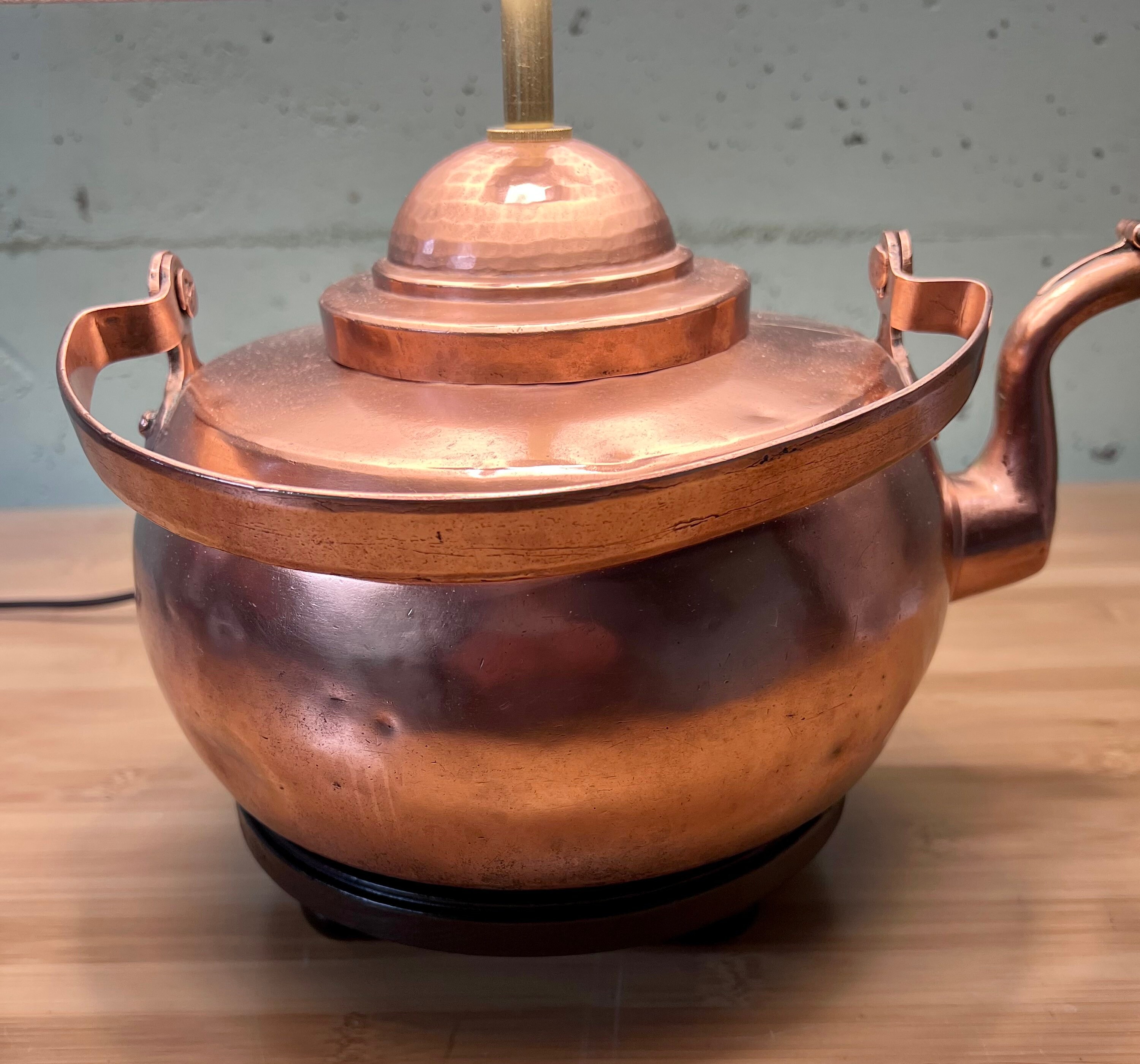 Antique Copper Teapot Lamp Etsy