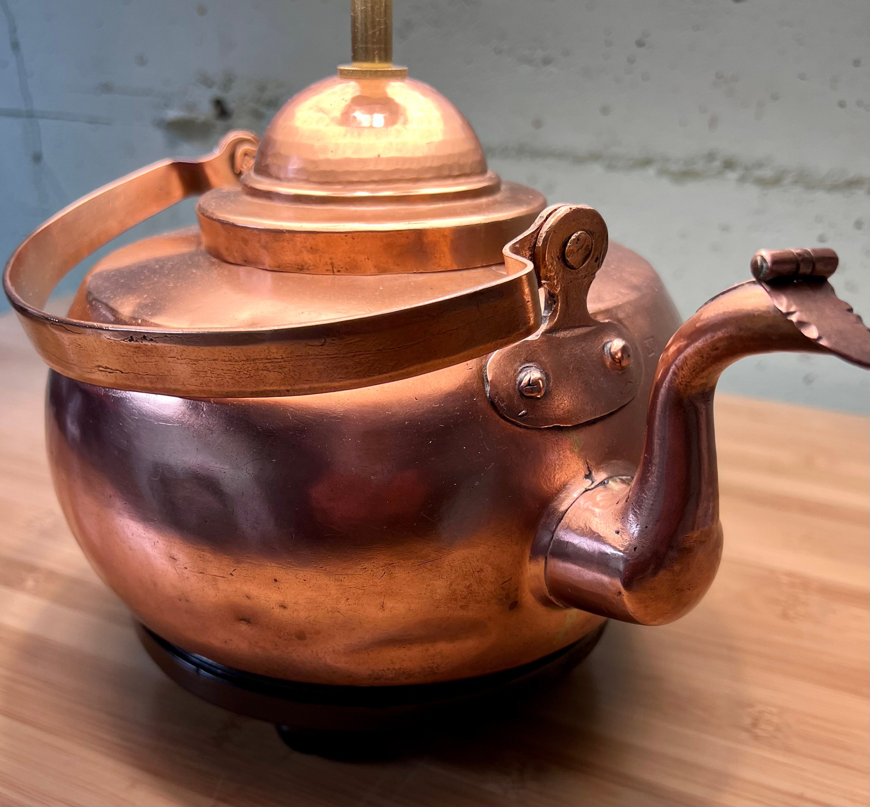 Antique Copper Teapot Lamp Etsy