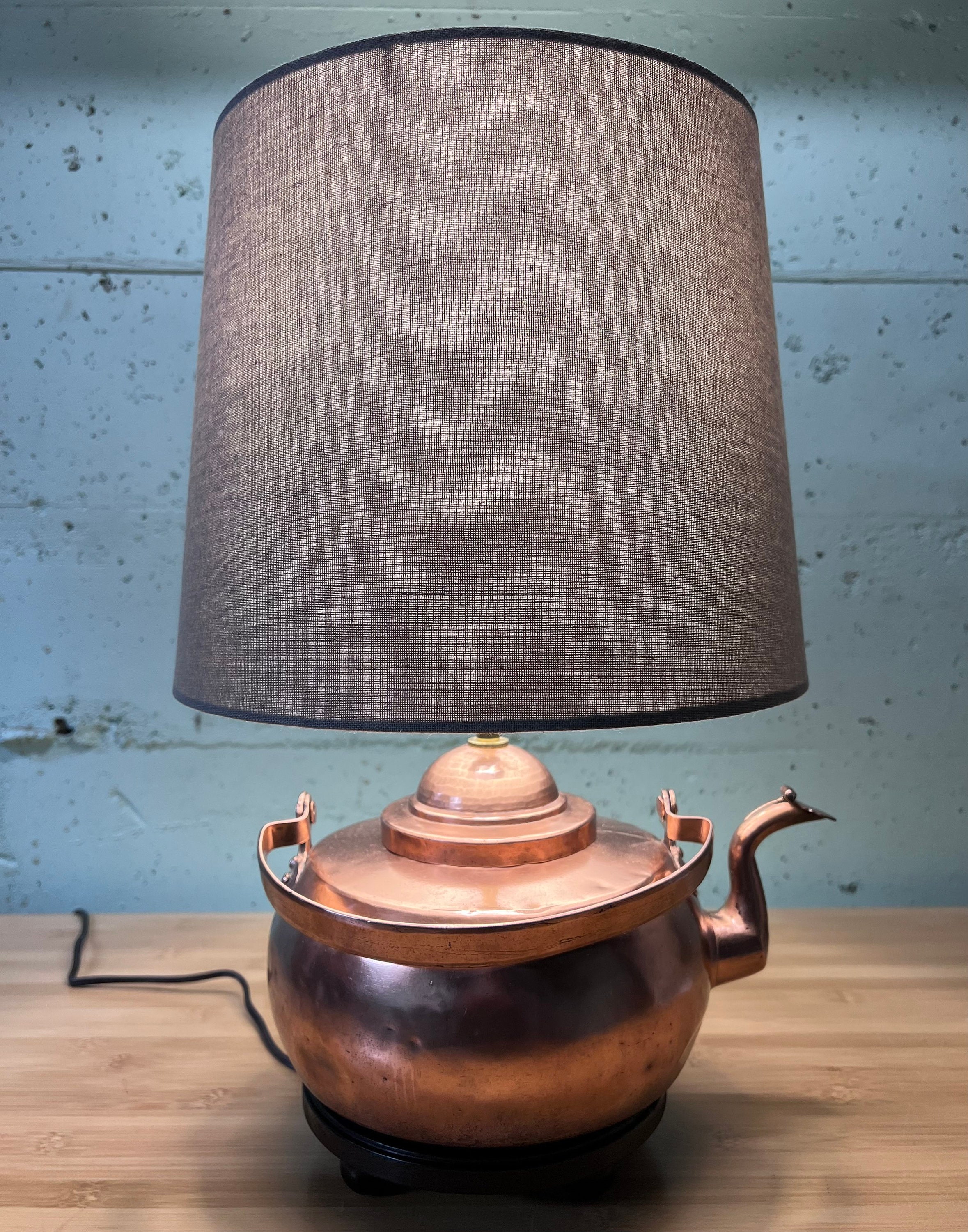 Antique Copper Teapot Lamp Etsy