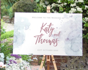 Personalised watercolour wedding welcome sign, welcome board, watercolour wedding sign (A1/A2)