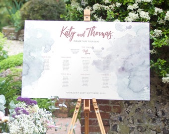 Personalised watercolour wedding seating chart, table plan, blush wedding, watercolour wedding seating plan (A1/A2)