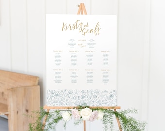 Personalised coastal wedding seating chart, table plan, beach wedding seating plan (A1/A2)