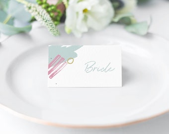 Personalised wedding place setting card. Abstract wedding place card, wedding table decor (min. x20)