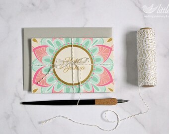 Sample wedding invitation set, folded wedding invitation suite with a mandala pattern SAMPLE (A6 folded invitation)