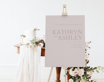 Personalised modern wedding welcome sign, welcome board, blush minimalist wedding sign (A1/A2)