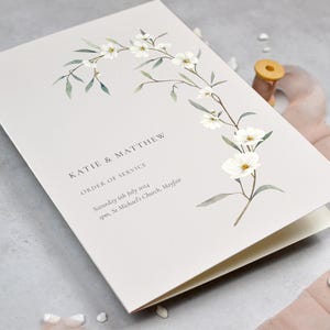 Gepersonaliseerde trouwbestellingsboekje, bloemenhuwelijksprogramma, botanische orde van de dag. (A5, minimale bestelling x 30)