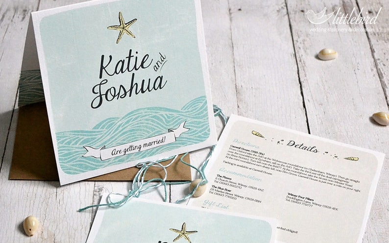 Sample wedding invitation bundle, folded wedding invitation. Destination wedding, beach wedding design SAMPLE 148mm square image 1