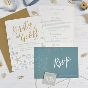 Sample beach wedding invitation bundle, coastal wedding invitation suite, destination wedding invitation SAMPLE 5x7 image 4