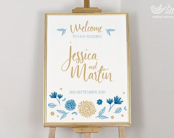 Wedding welcome sign, welcome board, wedding signage, botanical design (A1/A2)