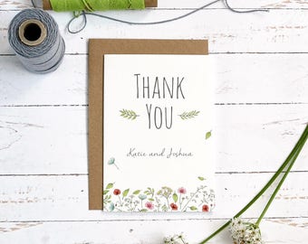 Papelería de boda personalizada, tarjetas de agradecimiento de boda, papelería de boda floral (A6, pedido mínimo x20)