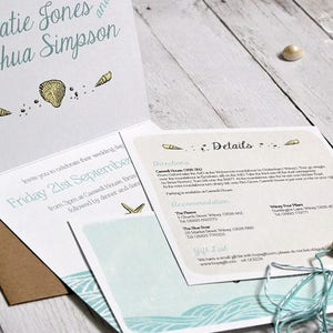 Sample wedding invitation bundle, folded wedding invitation. Destination wedding, beach wedding design SAMPLE 148mm square image 4
